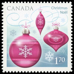 Pink Christmas Ornaments - Quarterly Pack Die Cut Canada Postage Stamp | Christmas 2010