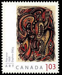 Daphne Odjig - Pow-wow - WA Canada Postage Stamp | Art Canada