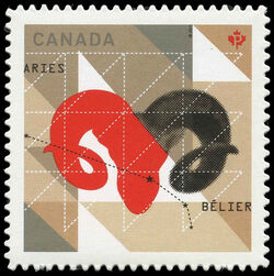 Signs Of The Zodiac: Aries - Quarterly Pack Die Cut Canada Postage Stamp | Signs of the Zodiac