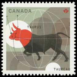 Signs Of The Zodiac: Taurus - Quarterly Pack Die Cut Canada Postage Stamp | Signs of the Zodiac