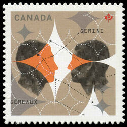 Signs Of The Zodiac: Gemini, The Twins - Quarterly Pack Die Cut Canada Postage Stamp | Signs of the Zodiac