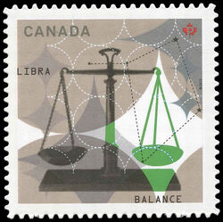 Signs Of The Zodiac: Libra - Quarterly Pack Die Cut Canada Postage Stamp | Signs of the Zodiac
