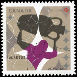 Signs Of The Zodiac: Aquarius - Quarterly Pack Die Cut Canada Postage Stamp | Signs of the Zodiac