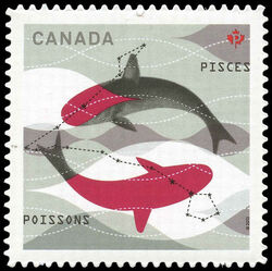 Signs Of The Zodiac: Pisces - Quarterly Pack Die Cut Canada Postage Stamp | Signs of the Zodiac