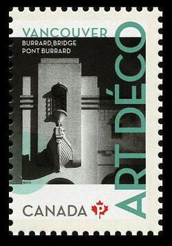 Burrard Bridge: Art Deco - WA Canada Postage Stamp | Architecture - Art Deco