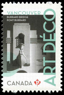 Burrard Bridge: Art Deco - Quarterly Pack Die Cut Canada Postage Stamp | Architecture - Art Deco