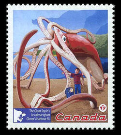 The Giant Squid - Glover's Harbour - WA Canada Postage Stamp | Roadside Attractions