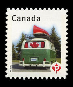 Vintage Van - Canadian Pride - Repeating Canada Underprint Canada Postage Stamp | Canadian Pride - Definitives