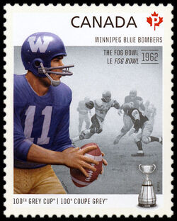 Winnipeg Blue Bombers - The Fog Bowl 1962 - WA Canada Postage Stamp | 100th Grey Cup Game