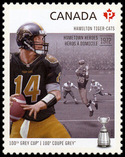 Hamilton Tiger-Cats - Hometown Heroes 1972 - WA Canada Postage Stamp | 100th Grey Cup Game