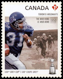 Toronto Argonauts - The Mud Bowl 1950 - WA Canada Postage Stamp | 100th Grey Cup Game