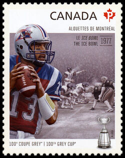 Montreal Alouettes - The Ice Bowl 1977 - WA Canada Postage Stamp | 100th Grey Cup Game