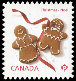 Gingerbread Man Cookies - Quarterly Pack Die Cut Canada Postage Stamp | Christmas Cookies