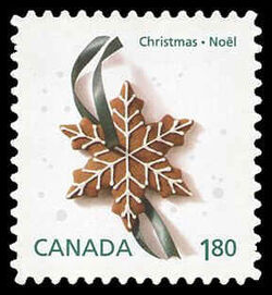 Gingerbread Snowflake Cookie - Quarterly Pack Die Cut Canada Postage Stamp | Christmas Cookies