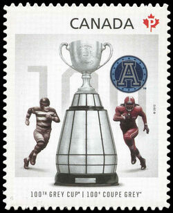 Toronto Argonauts - Winners Of The 100th Grey Cup Game - Quarterly Pack Die Cut Canada Postage Stamp | 100th Grey Cup Game