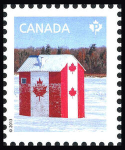 Ice Fishing Hut Flag Design - WA Canada Postage Stamp | Canadian Pride - Definitives