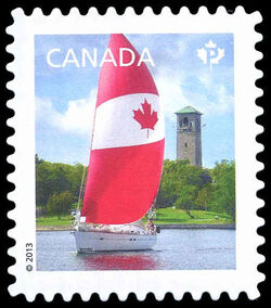 Spinnaker Flag Design - Repeating Canada Underprint Canada Postage Stamp | Canadian Pride - Definitives