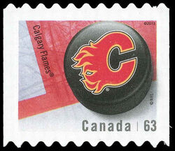 Calgary Flames - Quarterly Pack Die Cut Canada Postage Stamp | NHL Canadian Team Pucks
