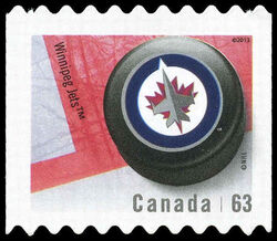 Winnipeg Jets - Quarterly Pack Die Cut Canada Postage Stamp | NHL Canadian Team Pucks