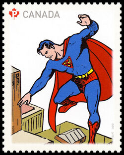 Superman - Flying Over Buildings - WA Canada Postage Stamp | Superman - 75th Anniversary