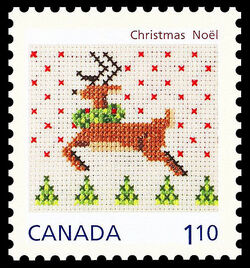 Christmas Reindeer - Cross-stitch - WA Canada Postage Stamp | Christmas Crafts