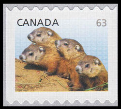 Woodchucks - Baby Wildlife - Die Cut 9.2 Canada Postage Stamp | Baby Wildlife - Definitives