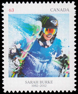 Sarah Burke - Quarterly Pack Die Cut Canada Postage Stamp | Pioneers of Winter Sports