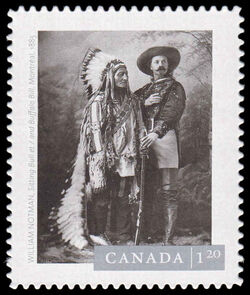 William Notman’s "Sitting Bull And Buffalo Bill, Montreal" (1885) - Quarterly Pack Die Cut Canada Postage Stamp | Canadian Photography