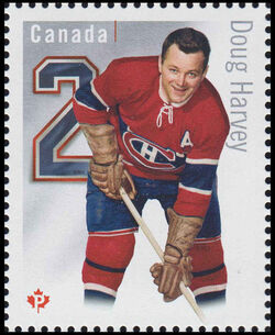 Doug Harvey - Montreal Canadiens - WA Canada Postage Stamp | Original Six™