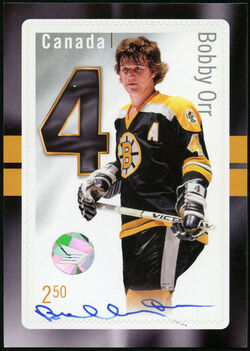 Bobby Orr - Boston Bruins - Autographed Canada Postage Stamp