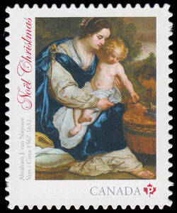 Madonna And Child By Abraham Janssen Van Nuyssen - Quarterly Pack Die Cut Canada Postage Stamp