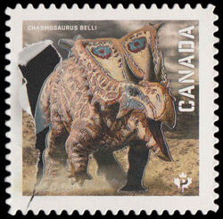 Chasmosaurus Belli - Embossed Canada Postage Stamp | Dinos of Canada