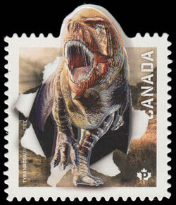 Tyrannosaurus Rex - Embossed Canada Postage Stamp | Dinos of Canada
