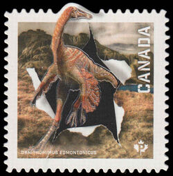 Ornithomimus Edmontonicus - Embossed Canada Postage Stamp | Dinos of Canada