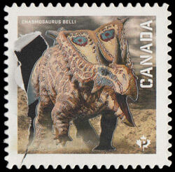 Chasmosaurus Belli - Quarterly Pack Die Cut Canada Postage Stamp | Dinos of Canada