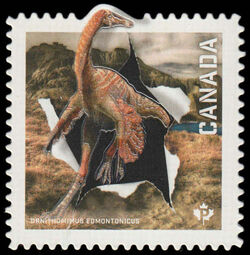 Ornithomimus Edmontonicus - Quarterly Pack Die Cut Canada Postage Stamp | Dinos of Canada