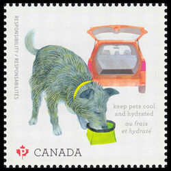 Keep Pets Cool And Hydrated - WA Canada Postage Stamp | Love Your Pet - Responsibilities