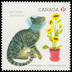 Spay Or Neuter Your Pet - Quarterly Pack Die Cut Canada Postage Stamp | Love Your Pet - Responsibilities