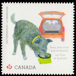 Keep Pets Cool And Hydrated - Quarterly Pack Die Cut Canada Postage Stamp | Love Your Pet - Responsibilities