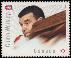 Lorne “Gump” Worsley - Montreal Canadiens - Quarterly Pack Die Cut Canada Postage Stamp | Great Canadian NHL Hockey Goalies