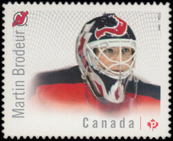 Martin Brodeur - New Jersey Devils - Quarterly Pack Die Cut Canada Postage Stamp | Great Canadian NHL Hockey Goalies