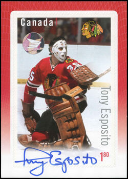 Tony Esposito - Chicago Blackhawks - Autograph Canada Postage Stamp