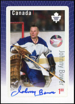 Johnny Bower - Toronto Maple Leafs - Autograph Canada Postage Stamp