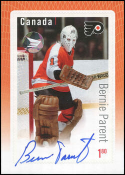 Bernie Parent - Philadelphia Flyers - Autograph Canada Postage Stamp
