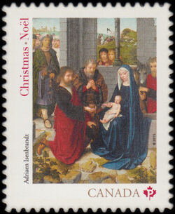 "The Adoration Of The Magi" By Adriaen Isenbrandt - Quarterly Pack Die Cut Canada Postage Stamp