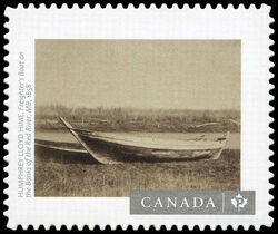 "Freighter’s Boat On The Banks Of The Red River, MB" By Humphrey Lloyd Hime (1858) - Quarterly Pack Die Cut Canada Postage Stamp | Canadian Photography