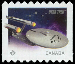 U.S.S. Enterprise NCC-1701 - Star Trek - Coil Stamp - Quarterly Pack Die Cut Canada Postage Stamp | Star Trek