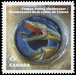 Comox Valley Elasmosaur Dinosaur - WA Canada Postage Stamp | Dinos of Canada