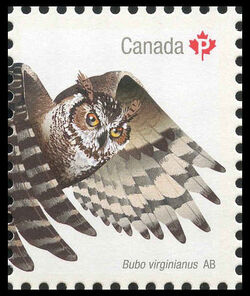 Great Horned Owl (Bubo Virginianus) Alberta - WA Canada Postage Stamp | Birds of Canada