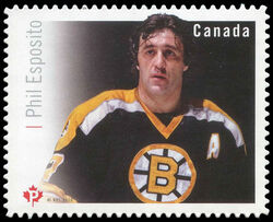 Phil Esposito - Quarterly Pack Die Cut Canada Postage Stamp | Great Canadian NHL Hockey Forwards